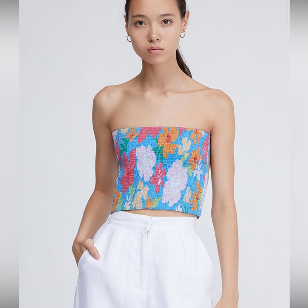 Billabong Keep It Simple Smocked Tube Top Size M
